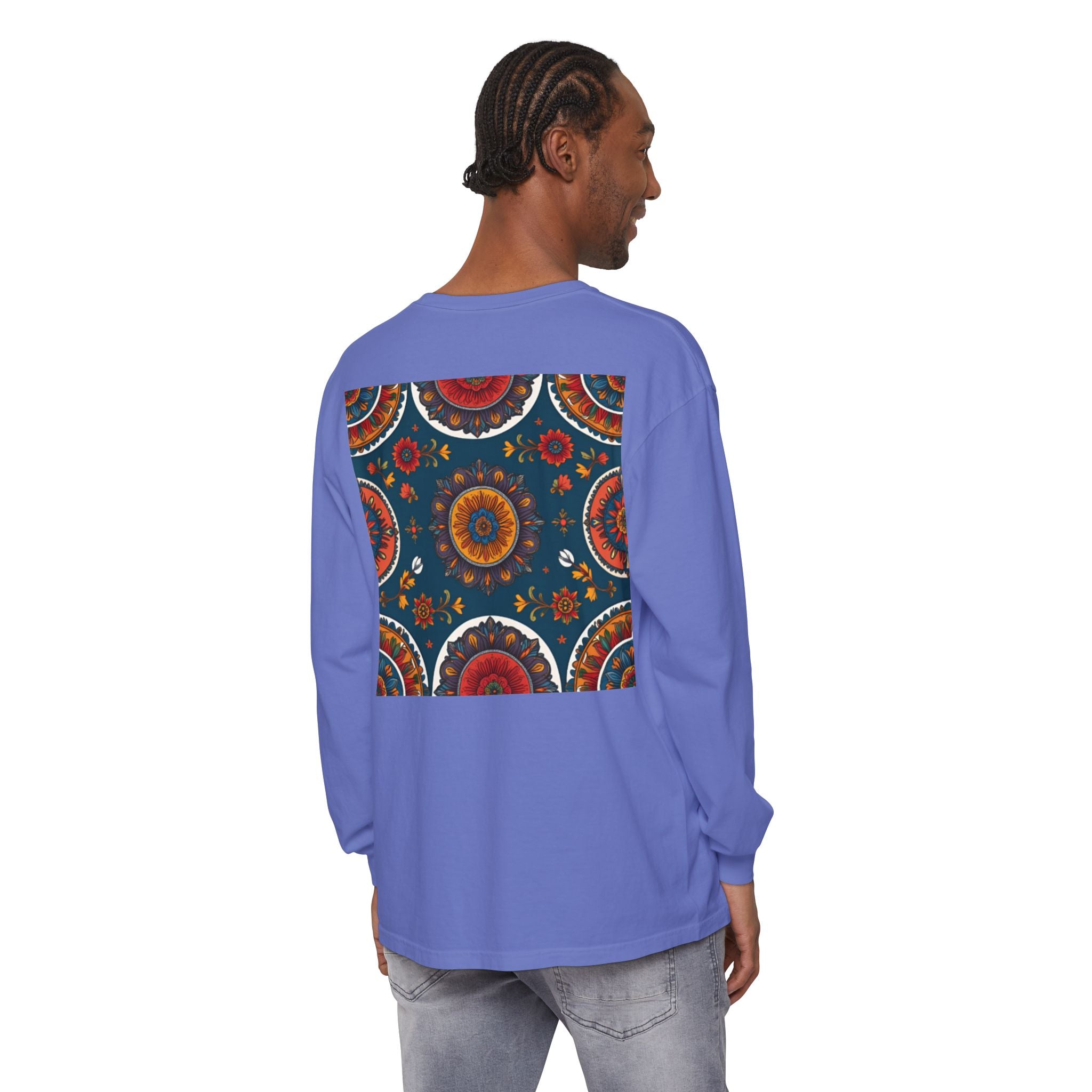 Vibrant Mandala Long Sleeve T-Shirt | Festival Outfit, Casual Wear, Unique Graphic Tee, Gift for Art Lovers, Relaxed Style, Unisex