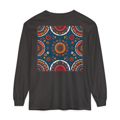 Vibrant Mandala Long Sleeve T-Shirt | Festival Outfit, Casual Wear, Unique Graphic Tee, Gift for Art Lovers, Relaxed Style, Unisex
