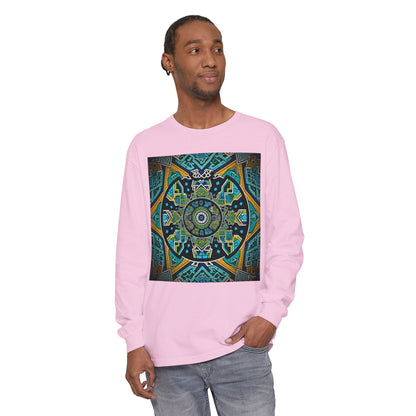 Vibrant Mandala Long Sleeve T-Shirt | Festival Outfit, Casual Wear, Unique Graphic Tee, Gift for Art Lovers, Relaxed Style, Unisex