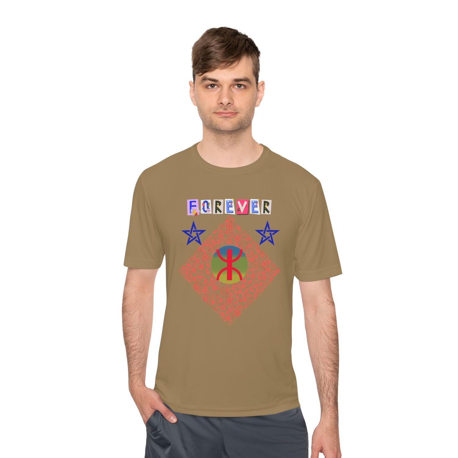 Forever Design Unisex Moisture Wicking Tee, Stylish Activewear, Summer Workout Shirt, Gifts for Fitness Lovers, Casual Comfort Top, Moisture
