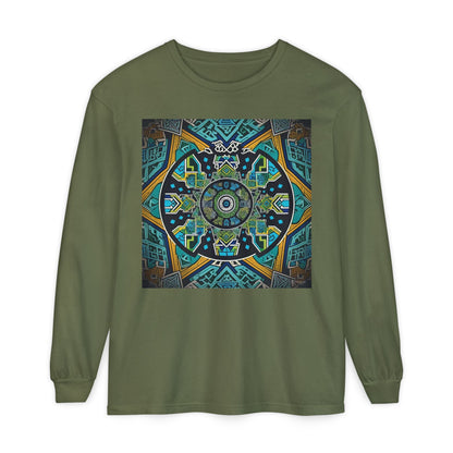 Vibrant Mandala Long Sleeve T-Shirt | Festival Outfit, Casual Wear, Unique Graphic Tee, Gift for Art Lovers, Relaxed Style, Unisex