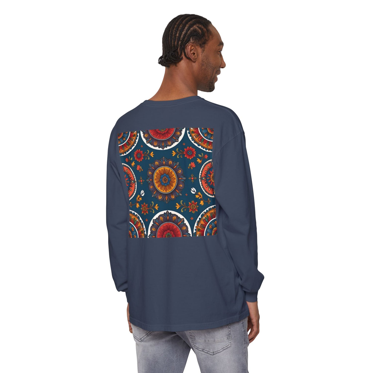 Vibrant Mandala Long Sleeve T-Shirt | Festival Outfit, Casual Wear, Unique Graphic Tee, Gift for Art Lovers, Relaxed Style, Unisex
