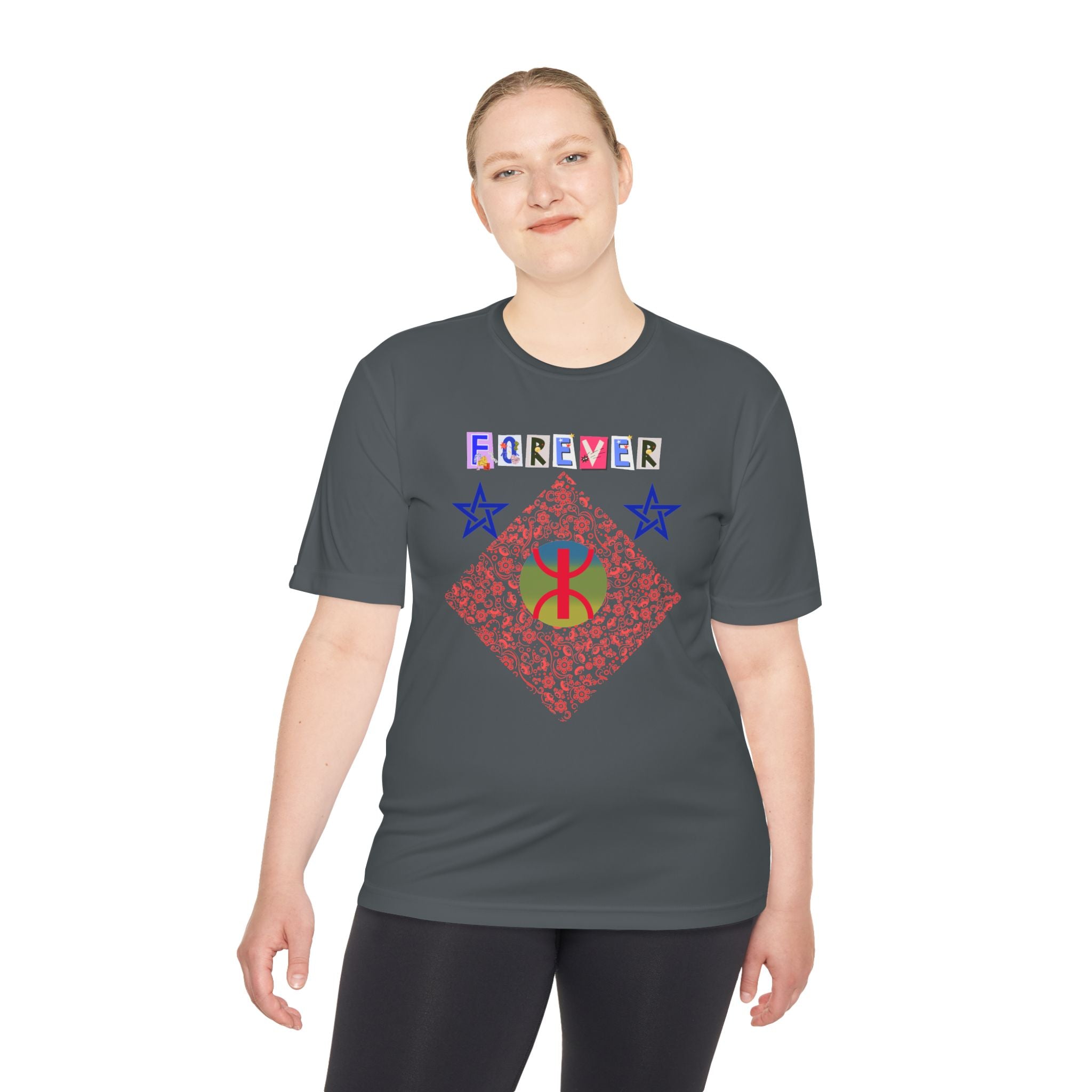 Forever Design Unisex Moisture Wicking Tee, Stylish Activewear, Summer Workout Shirt, Gifts for Fitness Lovers, Casual Comfort Top, Moisture