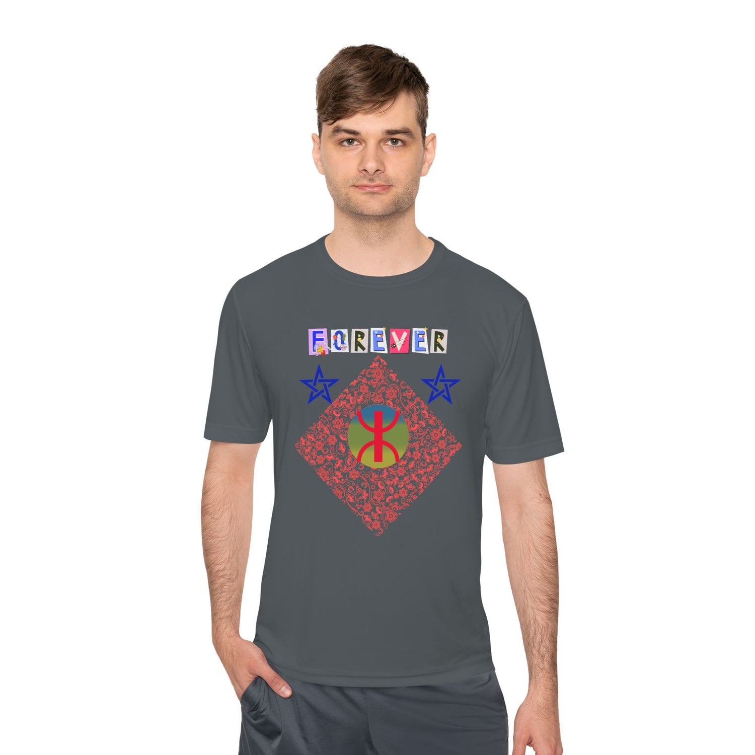 Forever Design Unisex Moisture Wicking Tee, Stylish Activewear, Summer Workout Shirt, Gifts for Fitness Lovers, Casual Comfort Top, Moisture