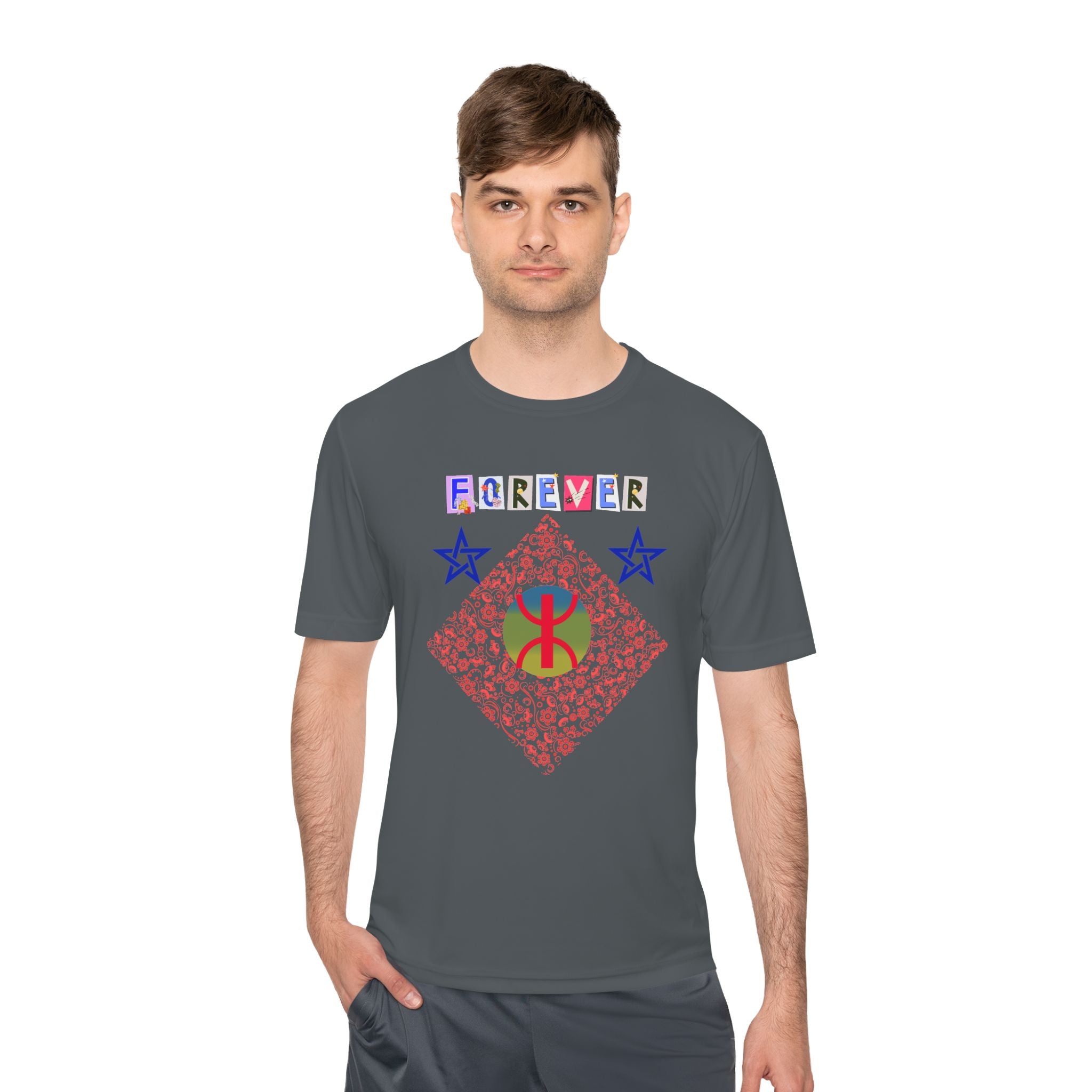 Forever Design Unisex Moisture Wicking Tee, Stylish Activewear, Summer Workout Shirt, Gifts for Fitness Lovers, Casual Comfort Top, Moisture
