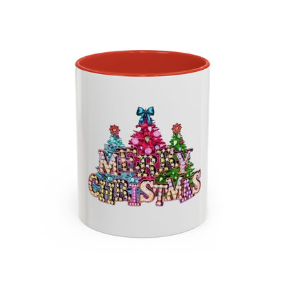 Tasse en Céramique Accentuée Merry christmas- 11 oz &amp; 15 oz, Poignée Ergonomique, Sans Plomb &amp; BPA