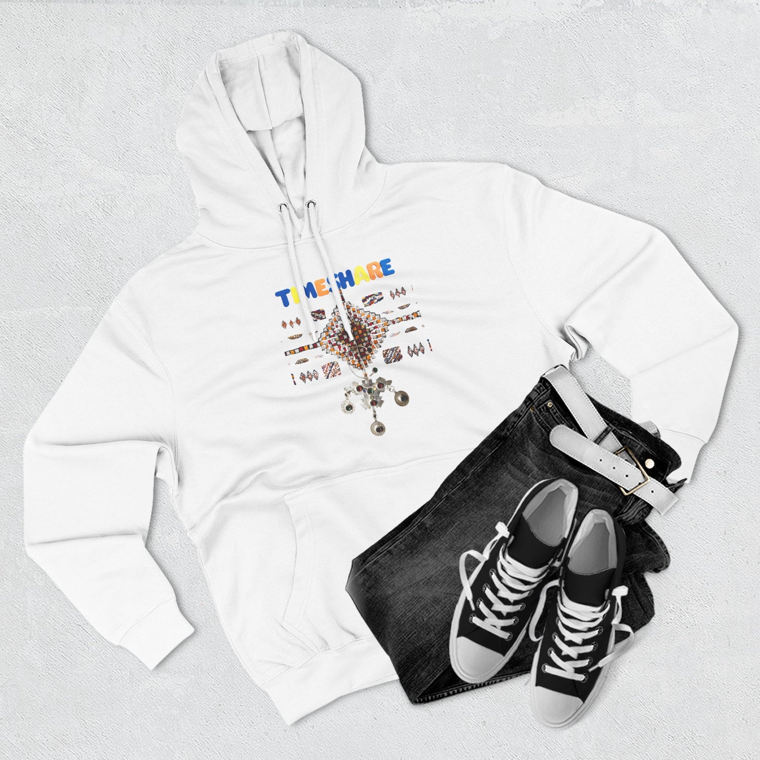 Cozy Artistic Fleece Hoodie, Three-Panel Sweatshirt for Casual Days, Travel and Gifts, Timeshare Theme Apparel